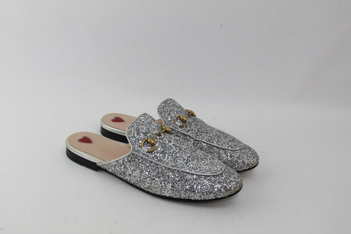 GUCCI PRINCETOWN GLITTER SLIPPERS SIZE 38.5