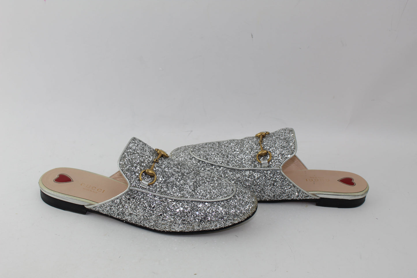 GUCCI PRINCETOWN GLITTER SLIPPERS SIZE 38.5