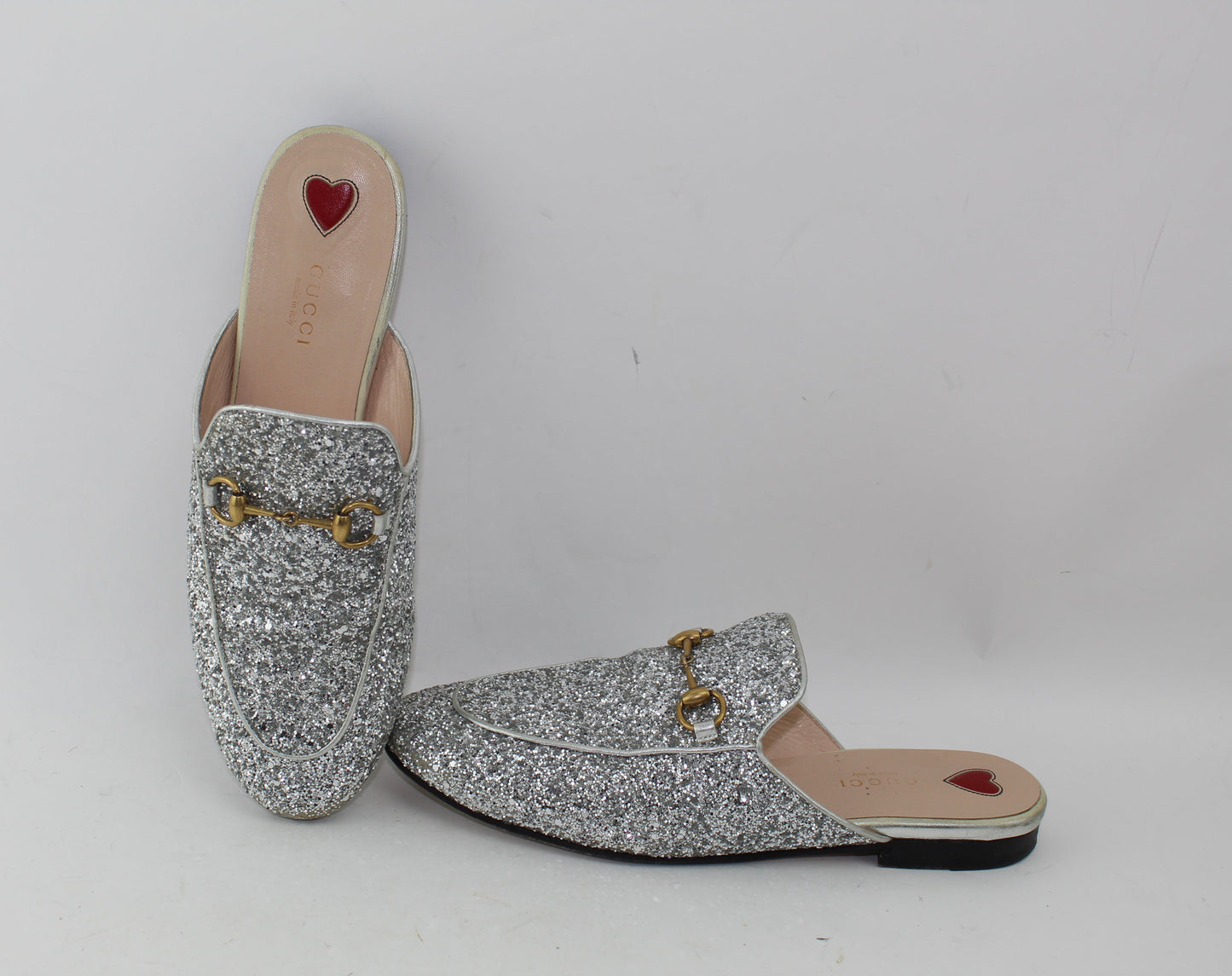 GUCCI PRINCETOWN GLITTER SLIPPERS SIZE 38.5