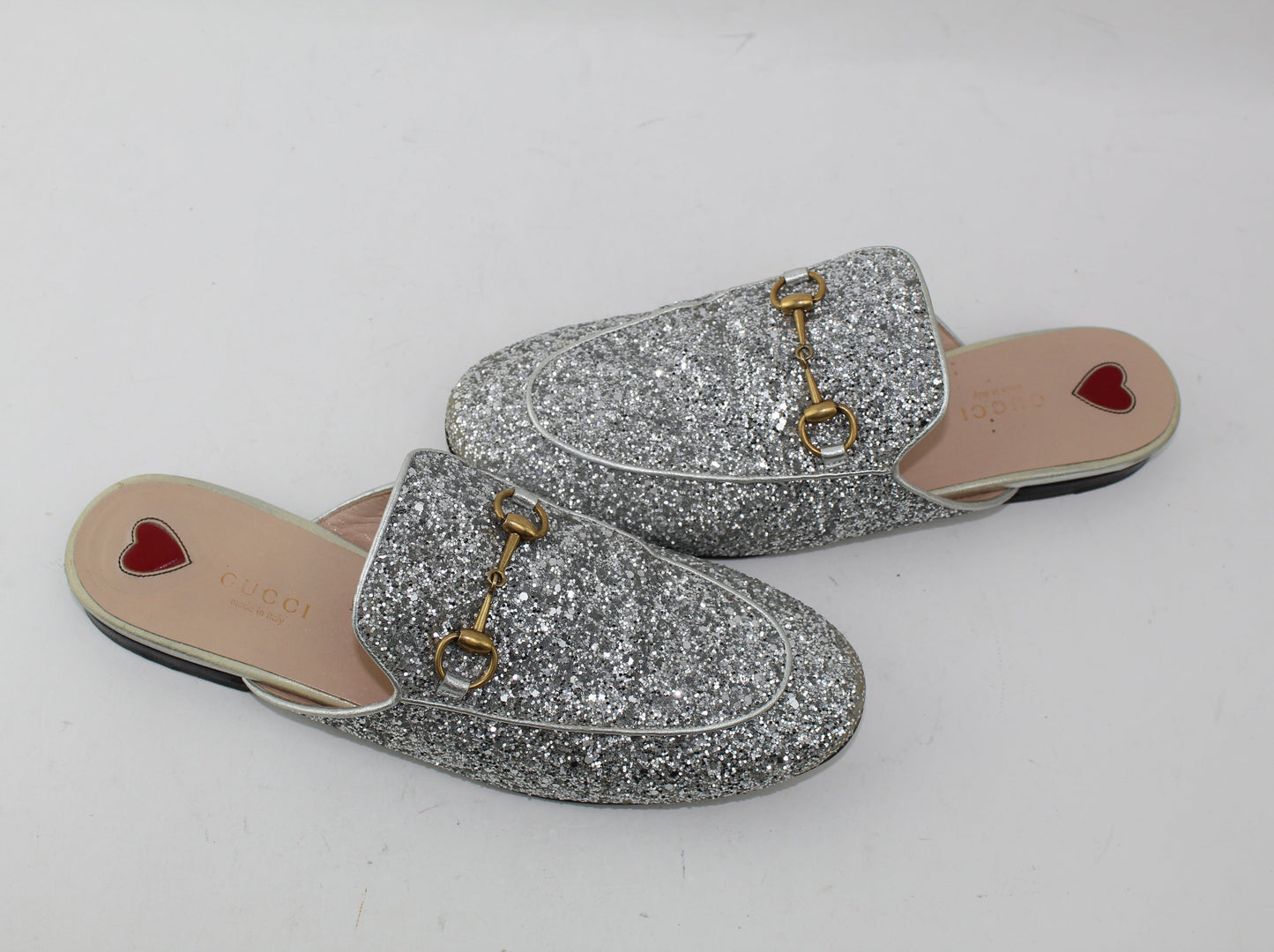 GUCCI PRINCETOWN GLITTER SLIPPERS SIZE 38.5