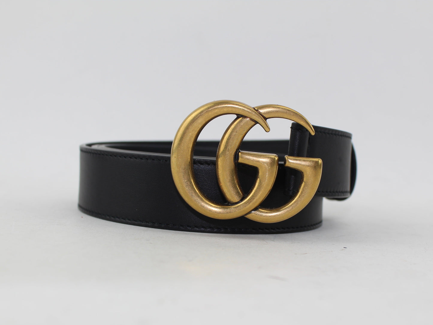 GUCCI LEATHER BELT WITH DOUBLE G BUCKLE SIZE 95/38