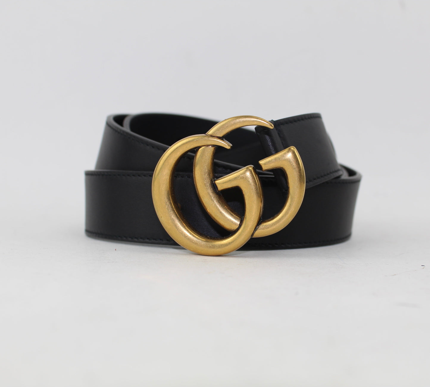 GUCCI LEATHER BELT WITH DOUBLE G BUCKLE SIZE 95/38
