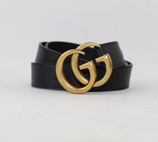 GUCCI LEATHER BELT WITH DOUBLE G BUCKLE SIZE 95/38
