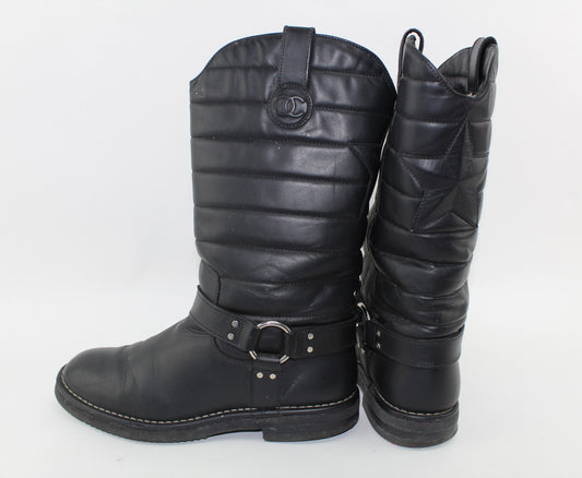 CHANEL DALLAS MOTO STAR BOOTS SIZE 40