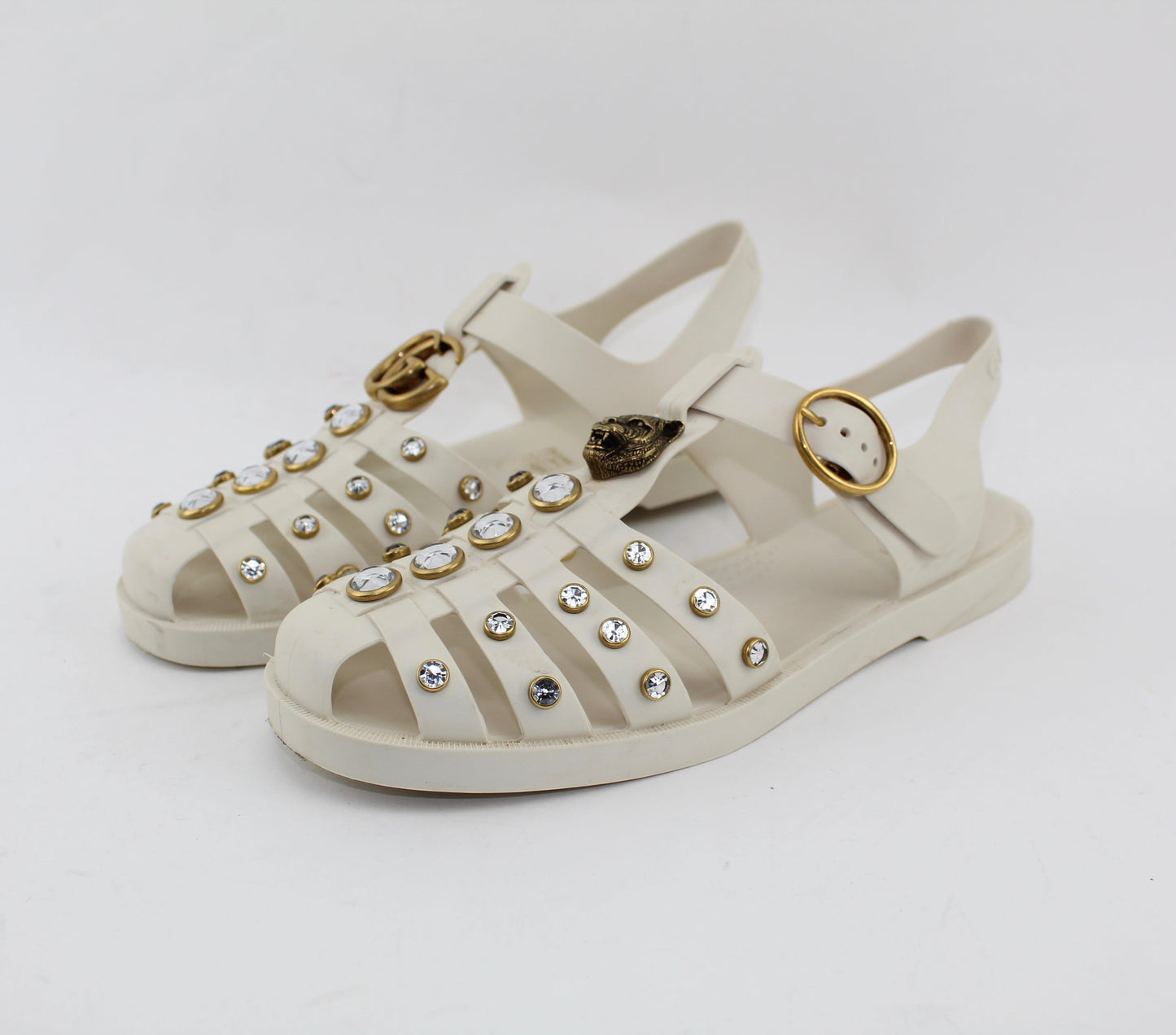 GUCCI RUBBER SANDAL WITH CRYSTALS SIZE 38