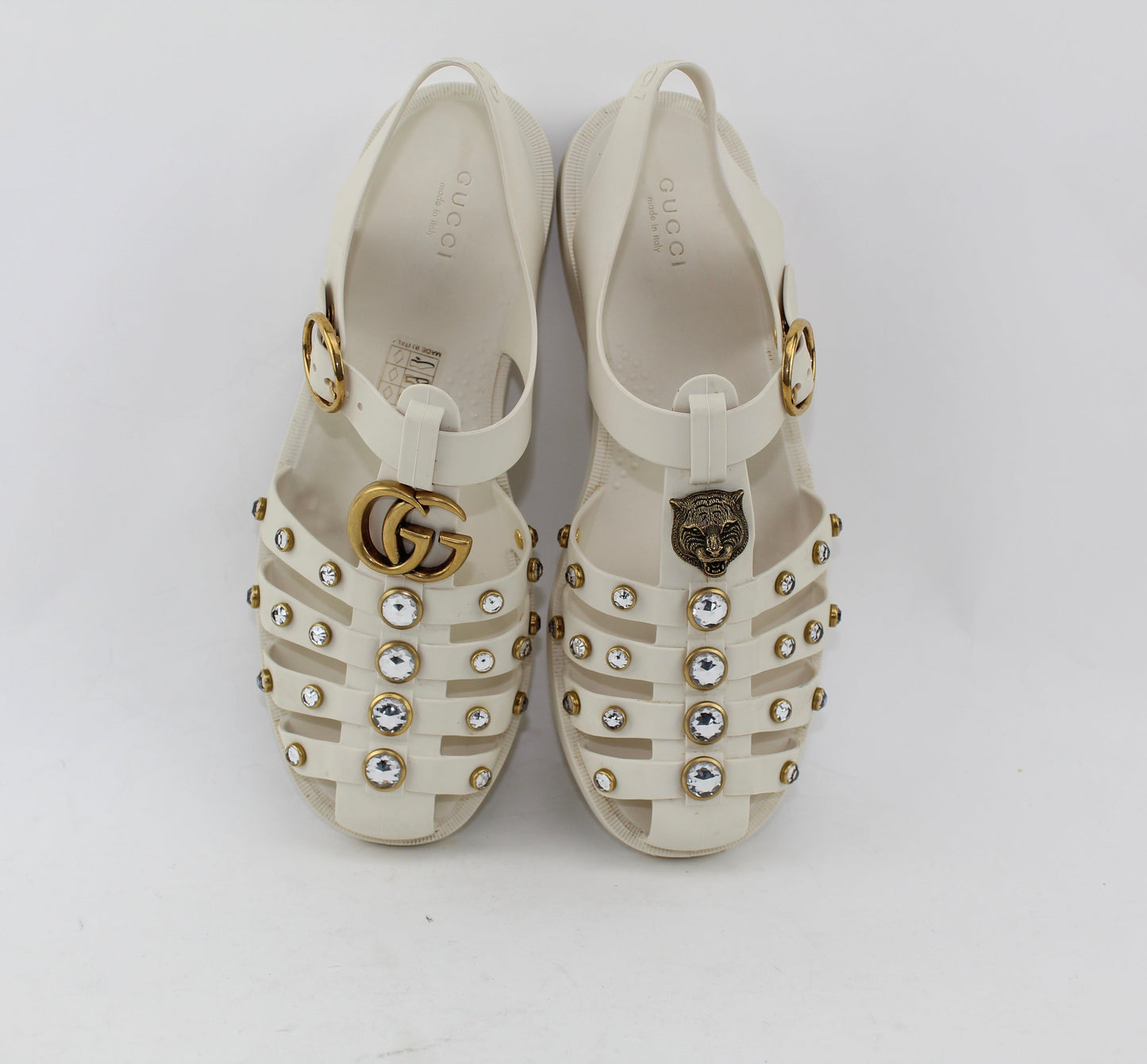 GUCCI RUBBER SANDAL WITH CRYSTALS SIZE 38