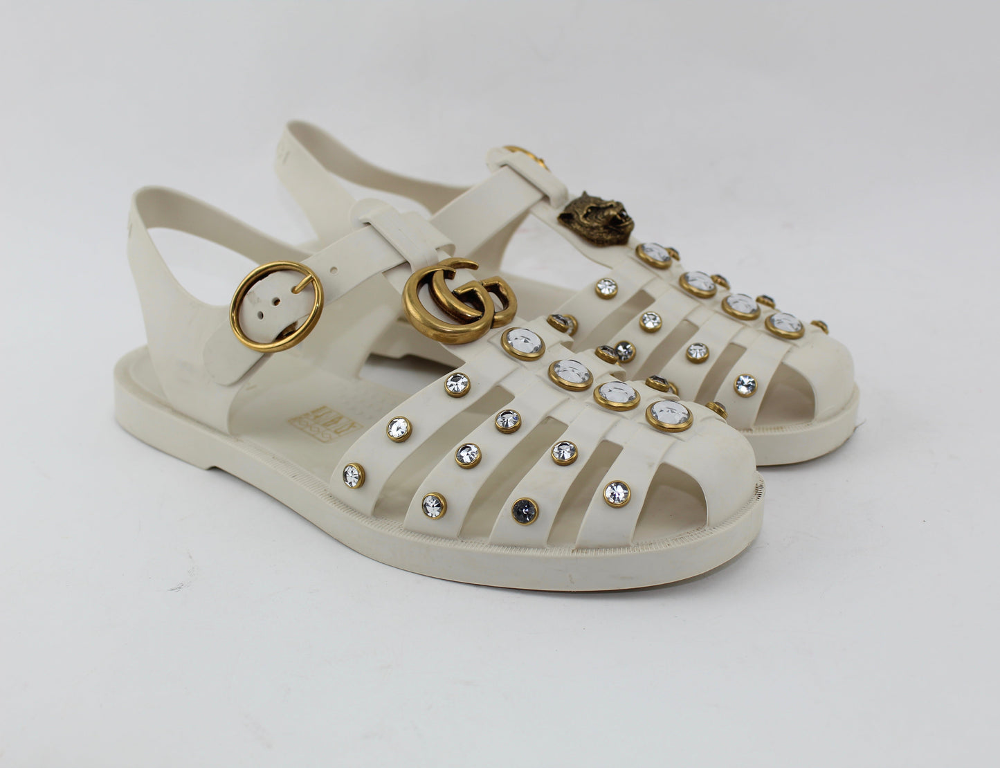 GUCCI RUBBER SANDAL WITH CRYSTALS SIZE 38