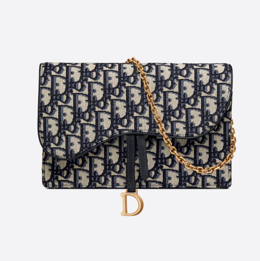 Dior Blue Oblique Saddle Pouch