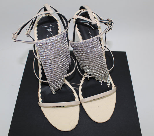 GIUSEPPE ZANOTTI ALIEN CRYSTAL PYTHON EFFECT & PATENT LEATHER SANDAL