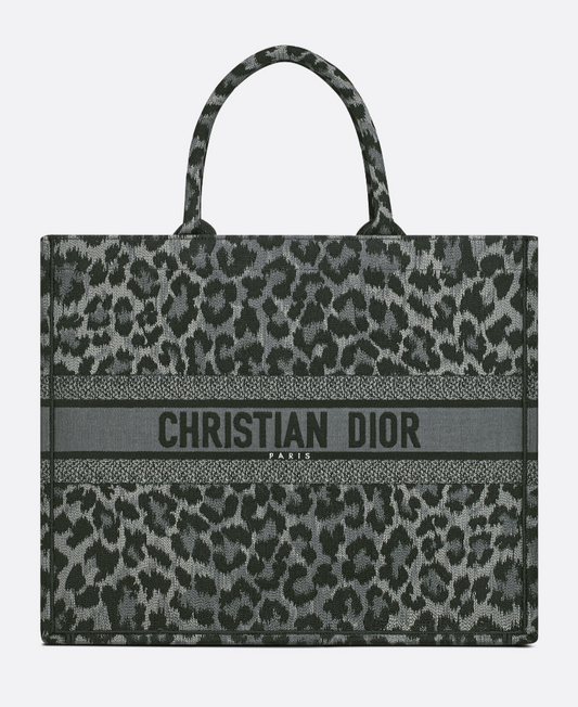 Dior Gray Mizza Embroidery Book Tote