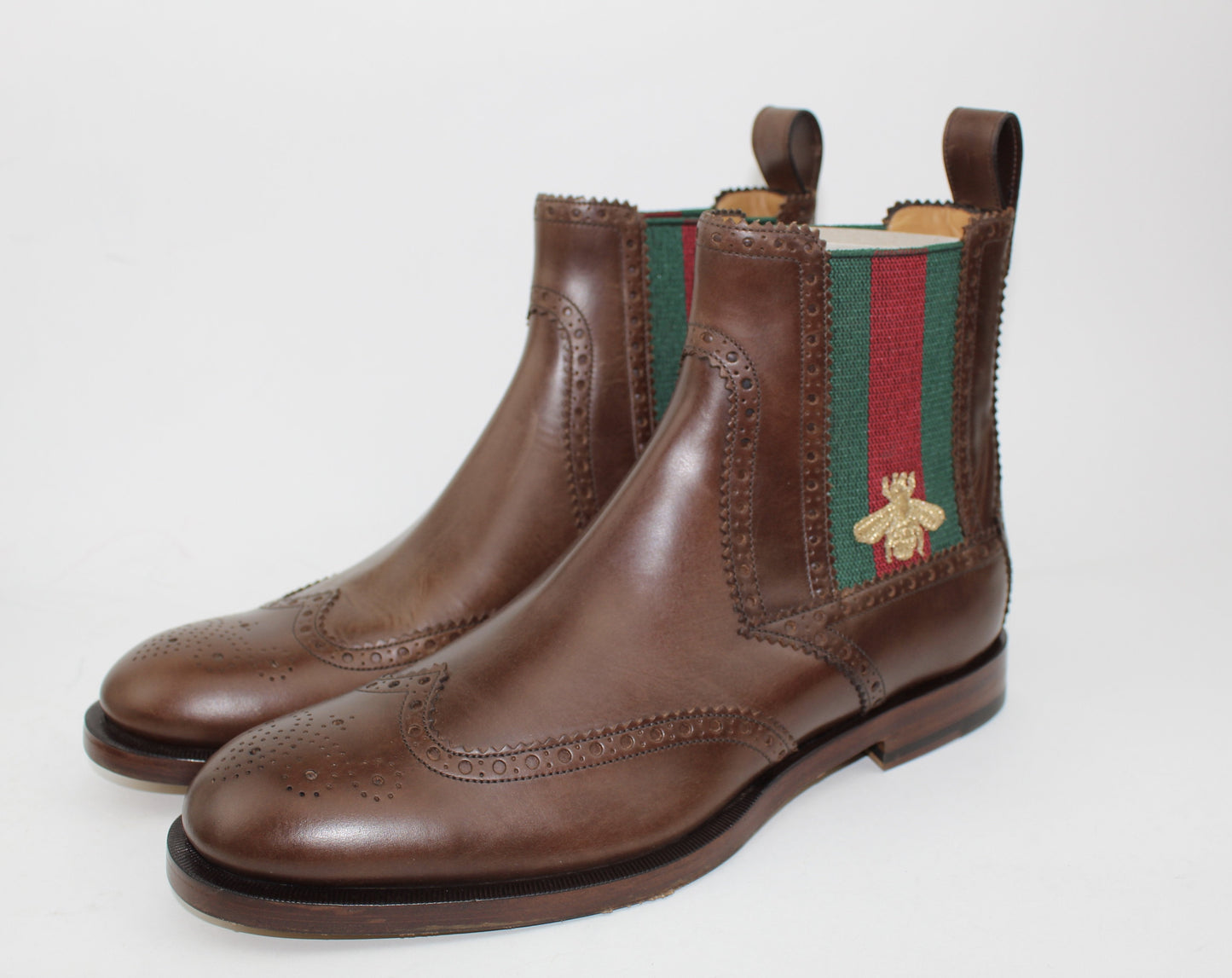 GUCCI MEN'S STRAND LEATHER WINGTIP CHELSEA BOOTS