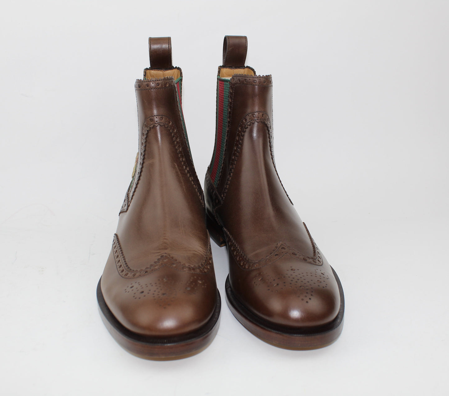 GUCCI MEN'S STRAND LEATHER WINGTIP CHELSEA BOOTS