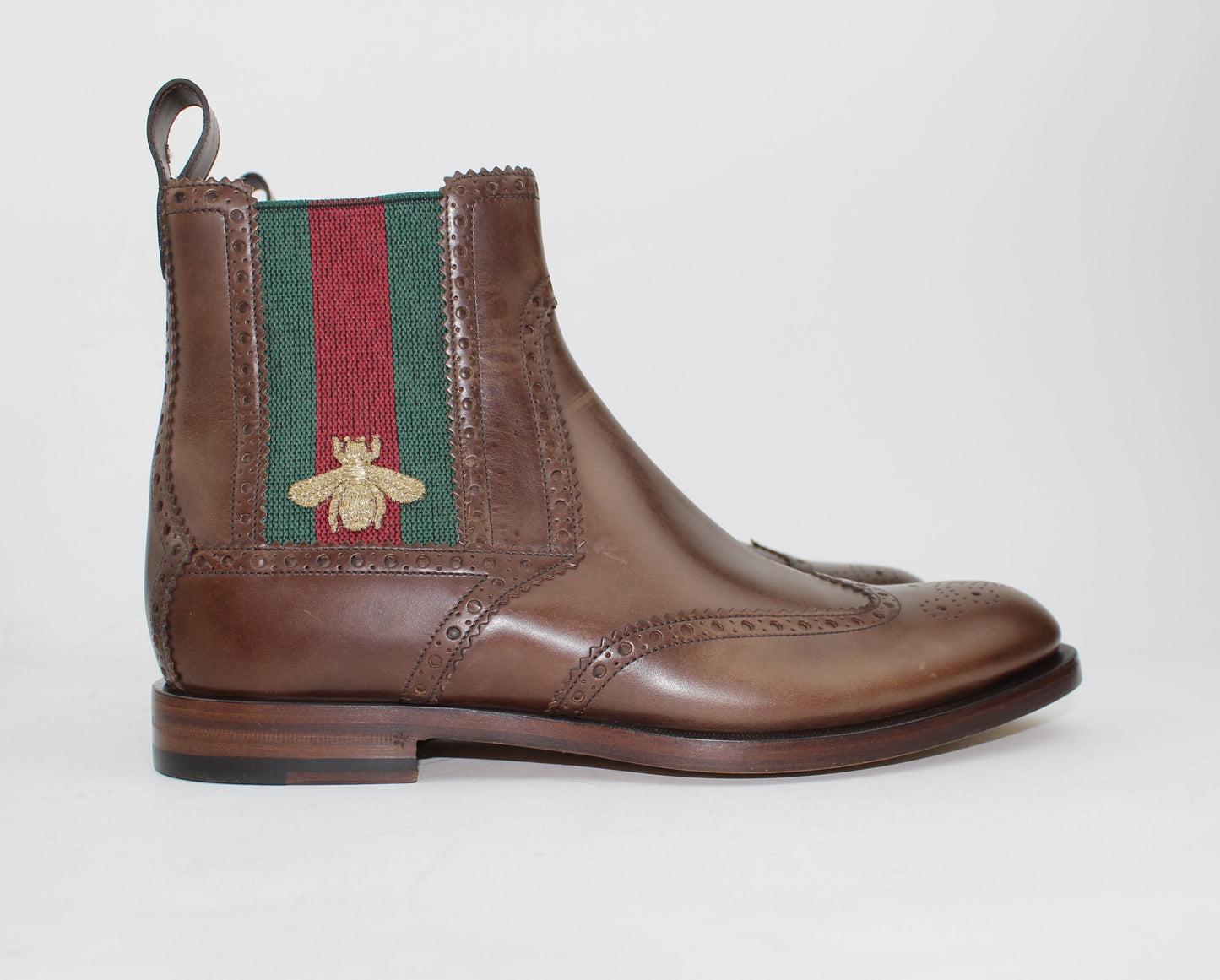 GUCCI MEN'S STRAND LEATHER WINGTIP CHELSEA BOOTS