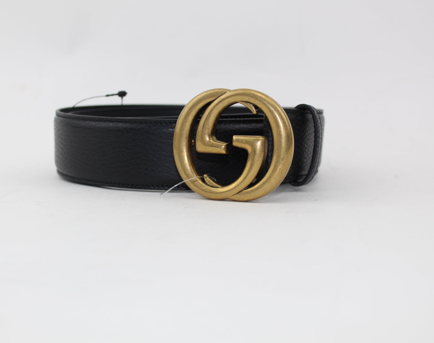 GUCCI LEATHER BELT WITH DOUBLE G BUCKLE