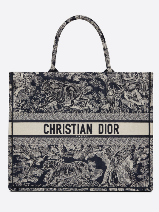 Dior Book Tote in Blue Toile De Jouy Reverse Embroidery