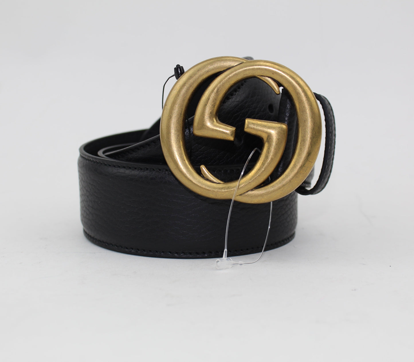 GUCCI LEATHER BELT WITH DOUBLE G BUCKLE