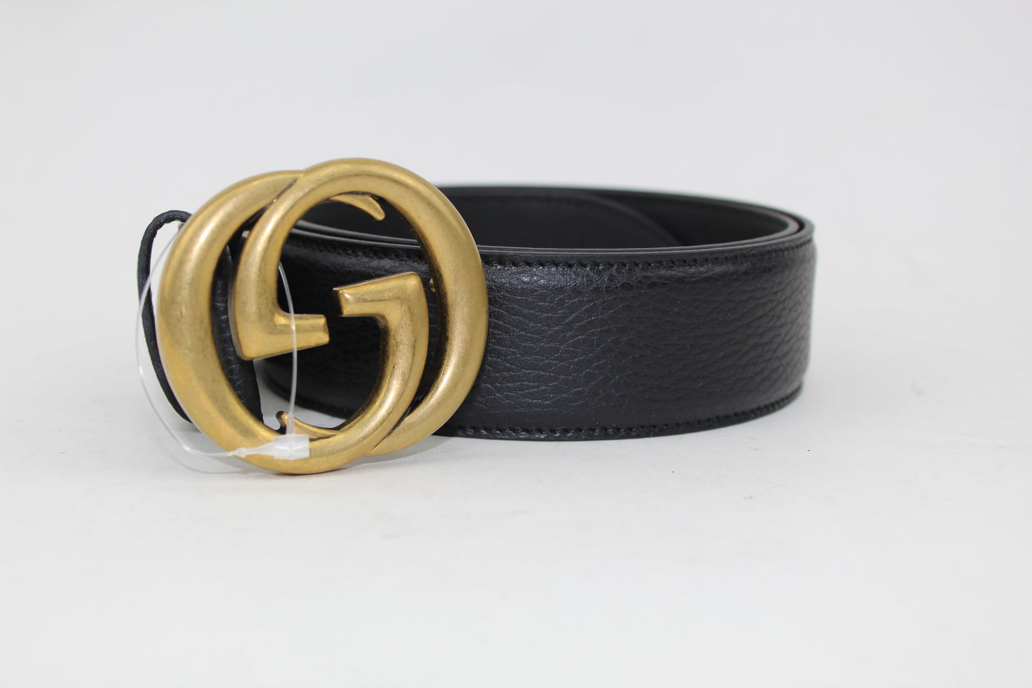 GUCCI LEATHER BELT WITH DOUBLE G BUCKLE
