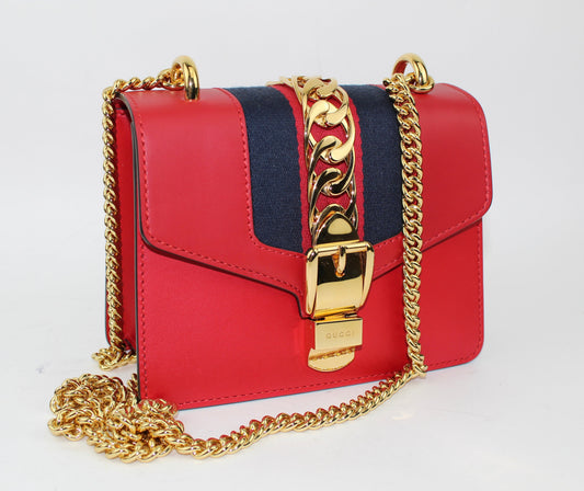 GUCCI SYLVIE LEATHER MINI CHAIN BAG