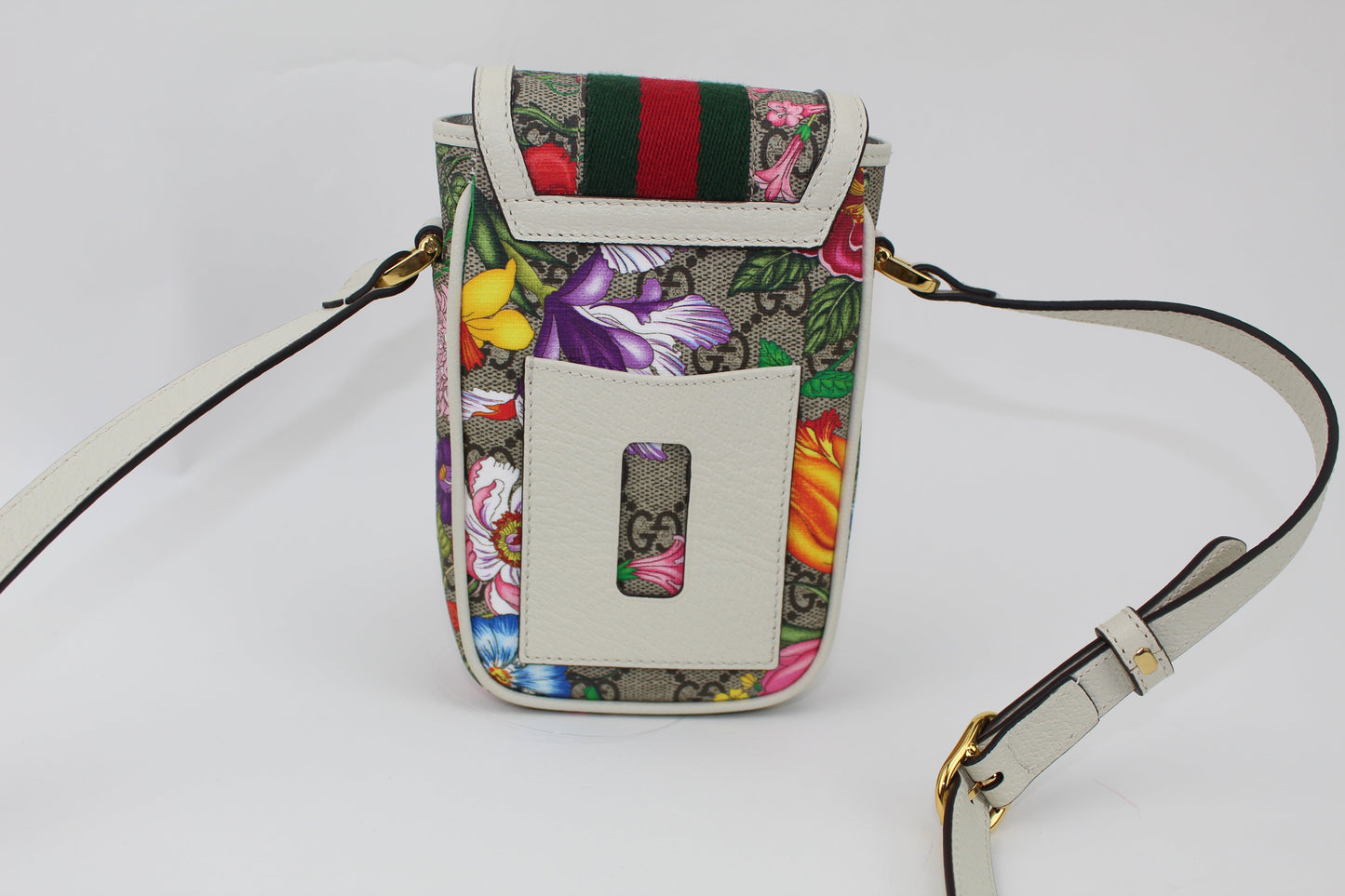 GUCCI OPHIDIA GG FLORA PHONE CASE CROSSBODY BAG