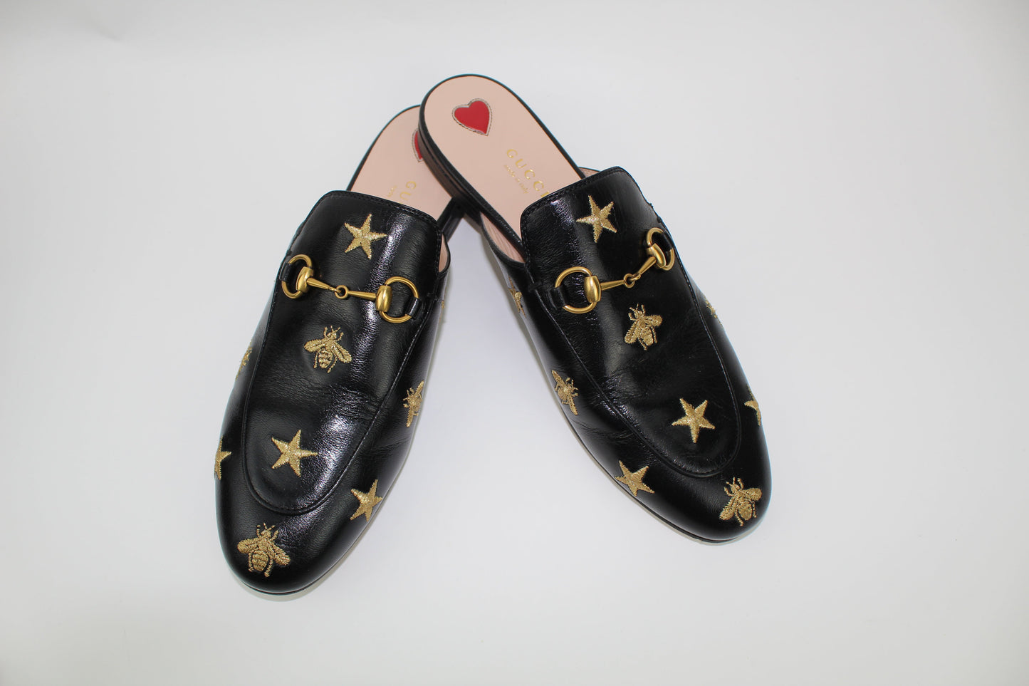 GUCCI PRINCETOWN EMBROIDERED LEATHER SLIPPER