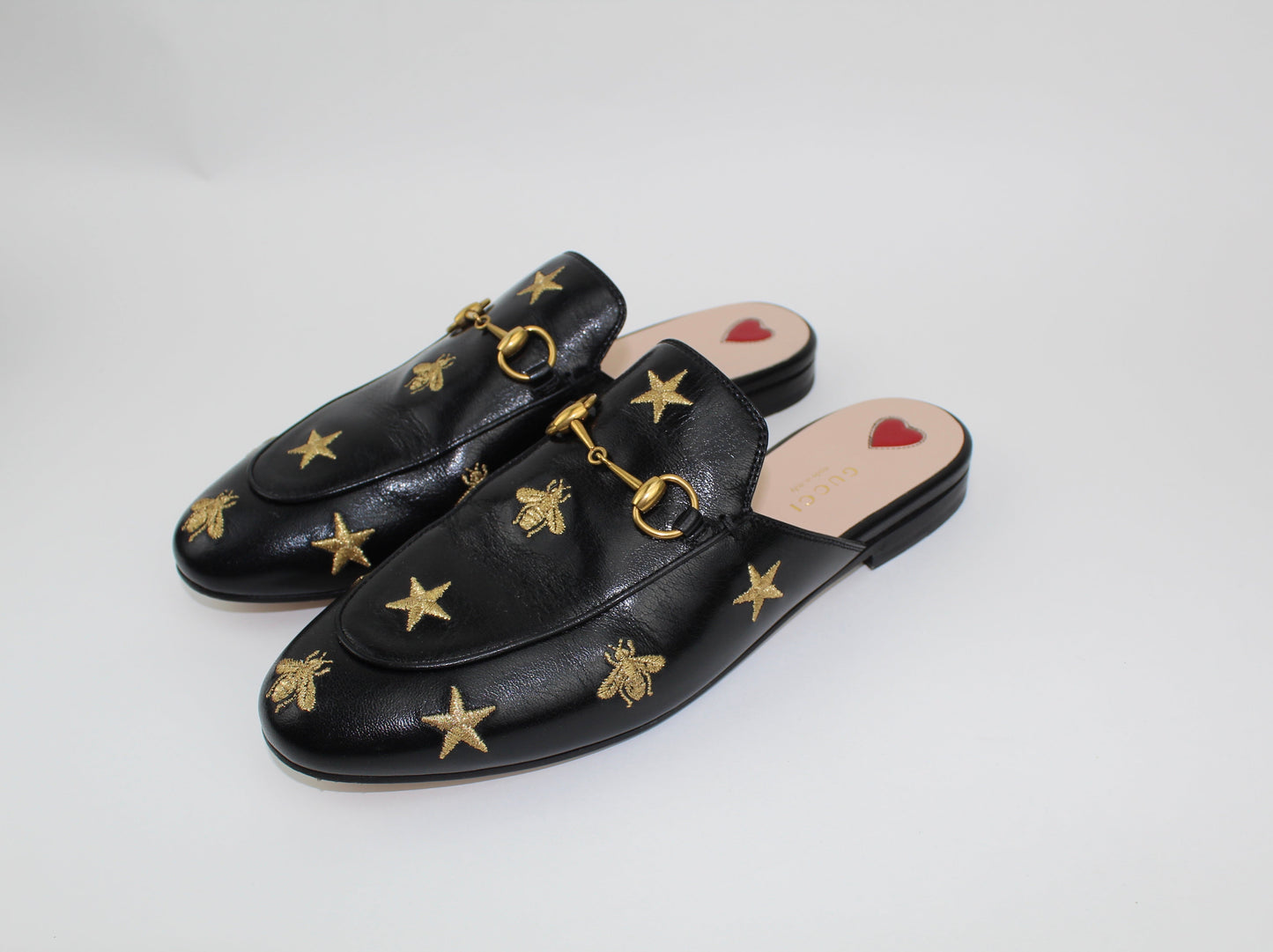 GUCCI PRINCETOWN EMBROIDERED LEATHER SLIPPER
