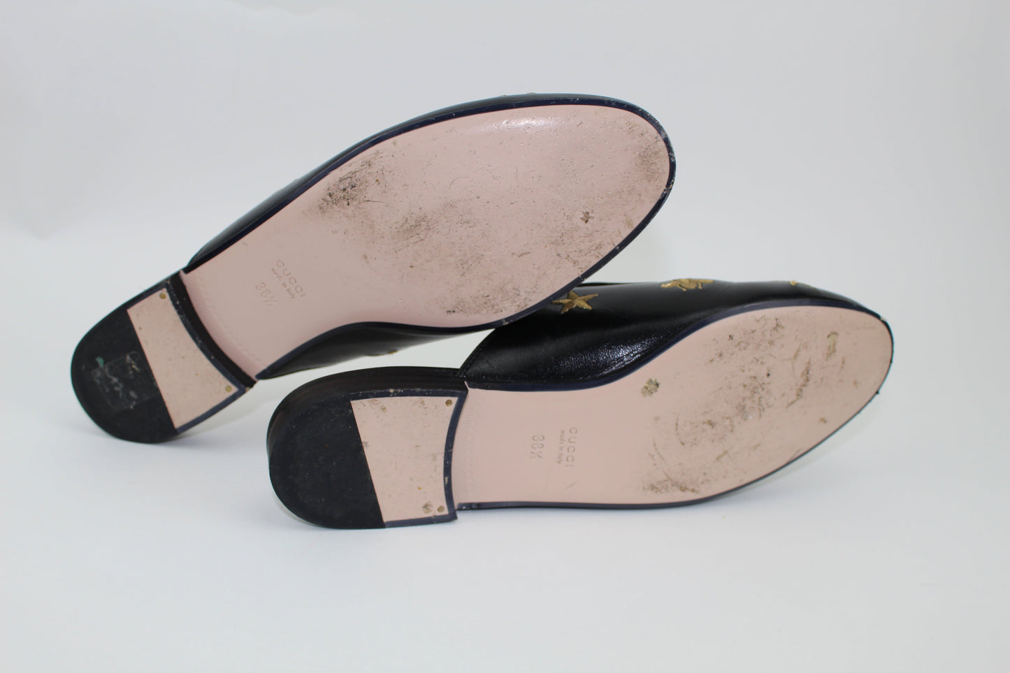 GUCCI PRINCETOWN EMBROIDERED LEATHER SLIPPER