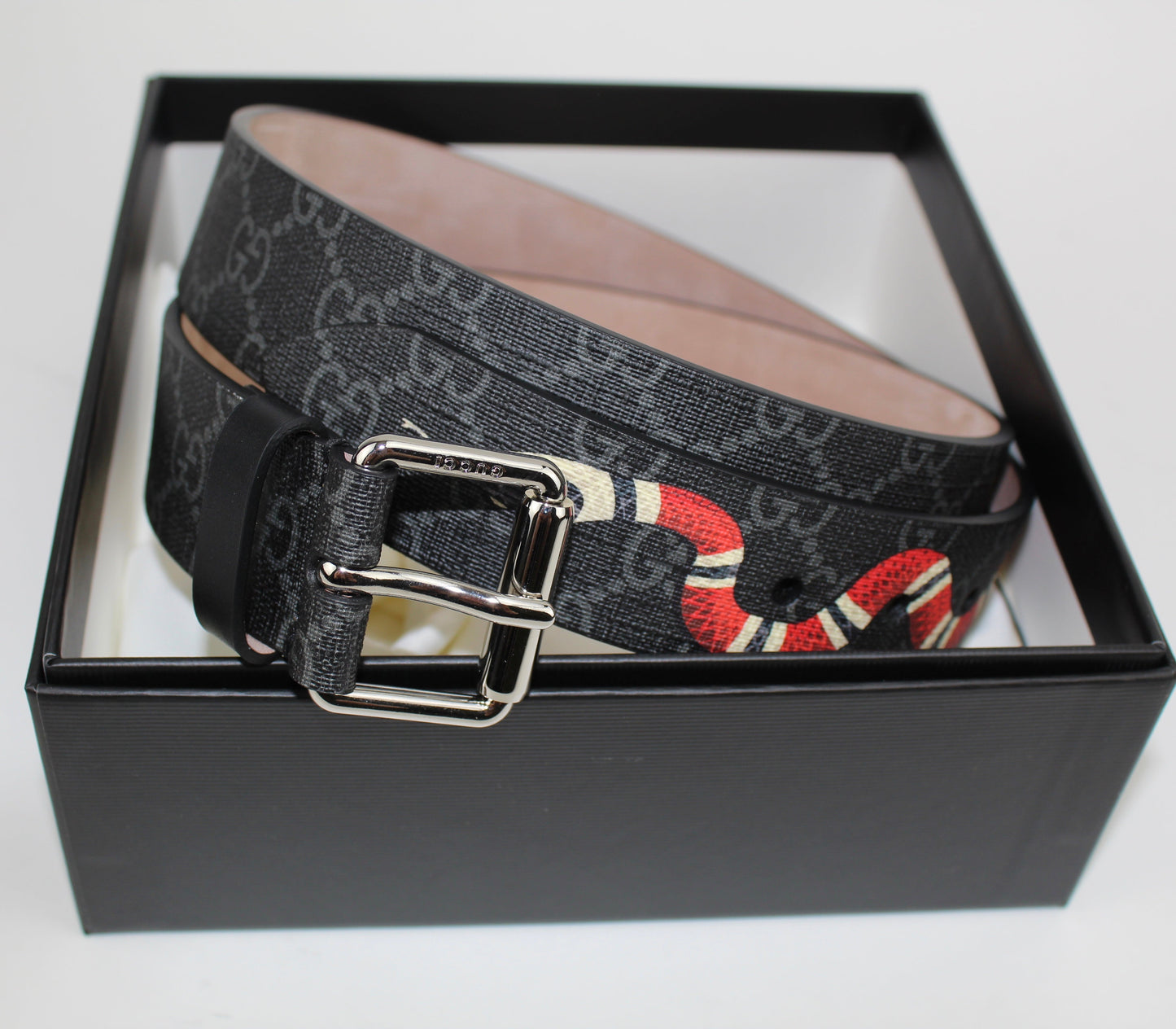 GUCCI GG SUPREME BELT WITH KINGSNAKE PRINT SIZE 95/38