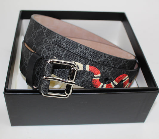 GUCCI GG SUPREME BELT WITH KINGSNAKE PRINT SIZE 95/38