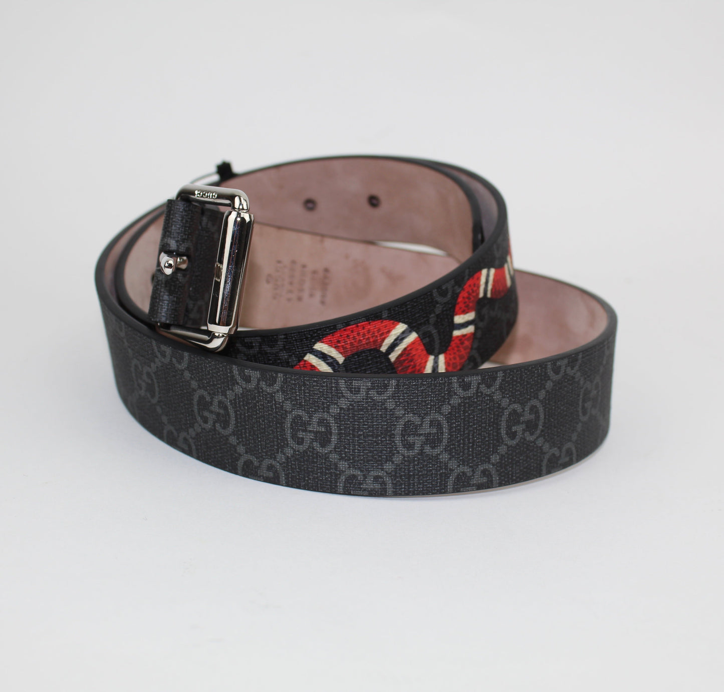 GUCCI GG SUPREME BELT WITH KINGSNAKE PRINT SIZE 95/38