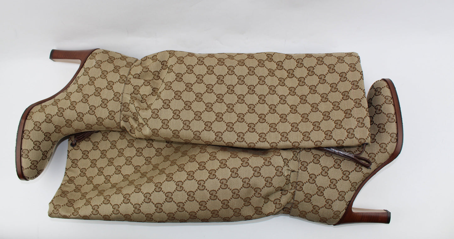 GUCCI MONOGRAM LISA TIE BOOTS