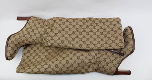 GUCCI MONOGRAM LISA TIE BOOTS