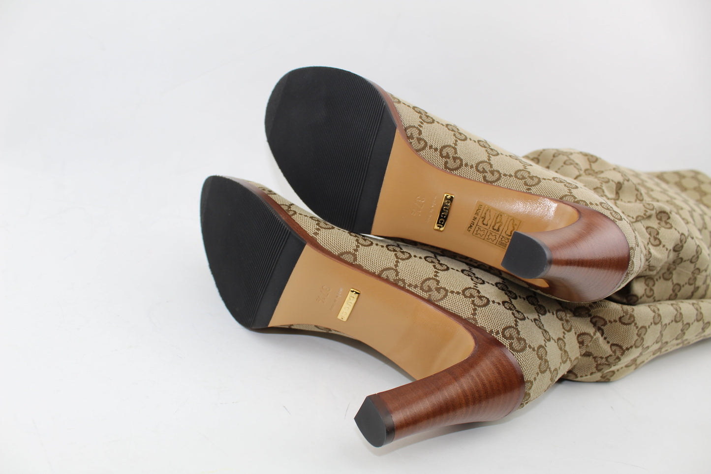 GUCCI MONOGRAM LISA TIE BOOTS