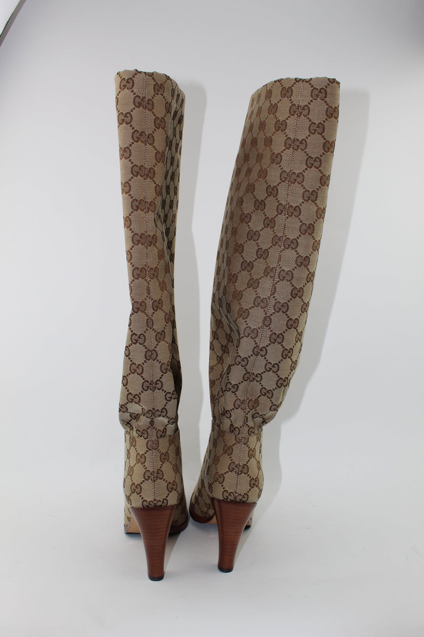 GUCCI MONOGRAM LISA TIE BOOTS