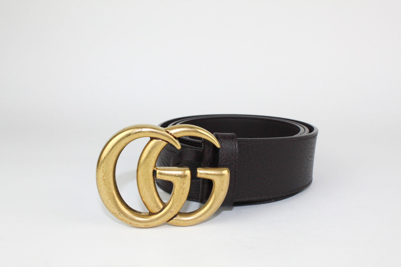 Gucci Wide Leather Belt in Dark Brown