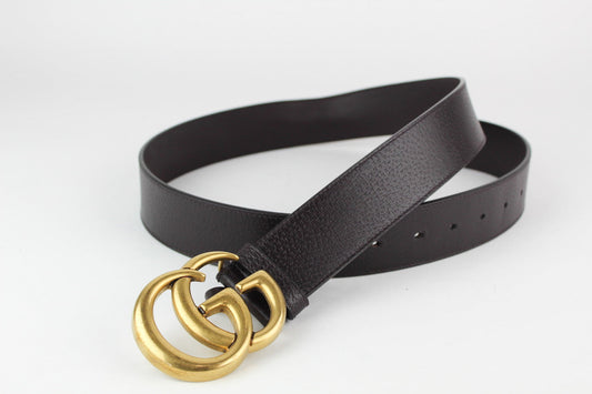 Gucci Wide Leather Belt in Dark Brown