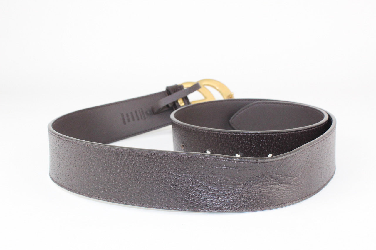 Gucci Wide Leather Belt in Dark Brown