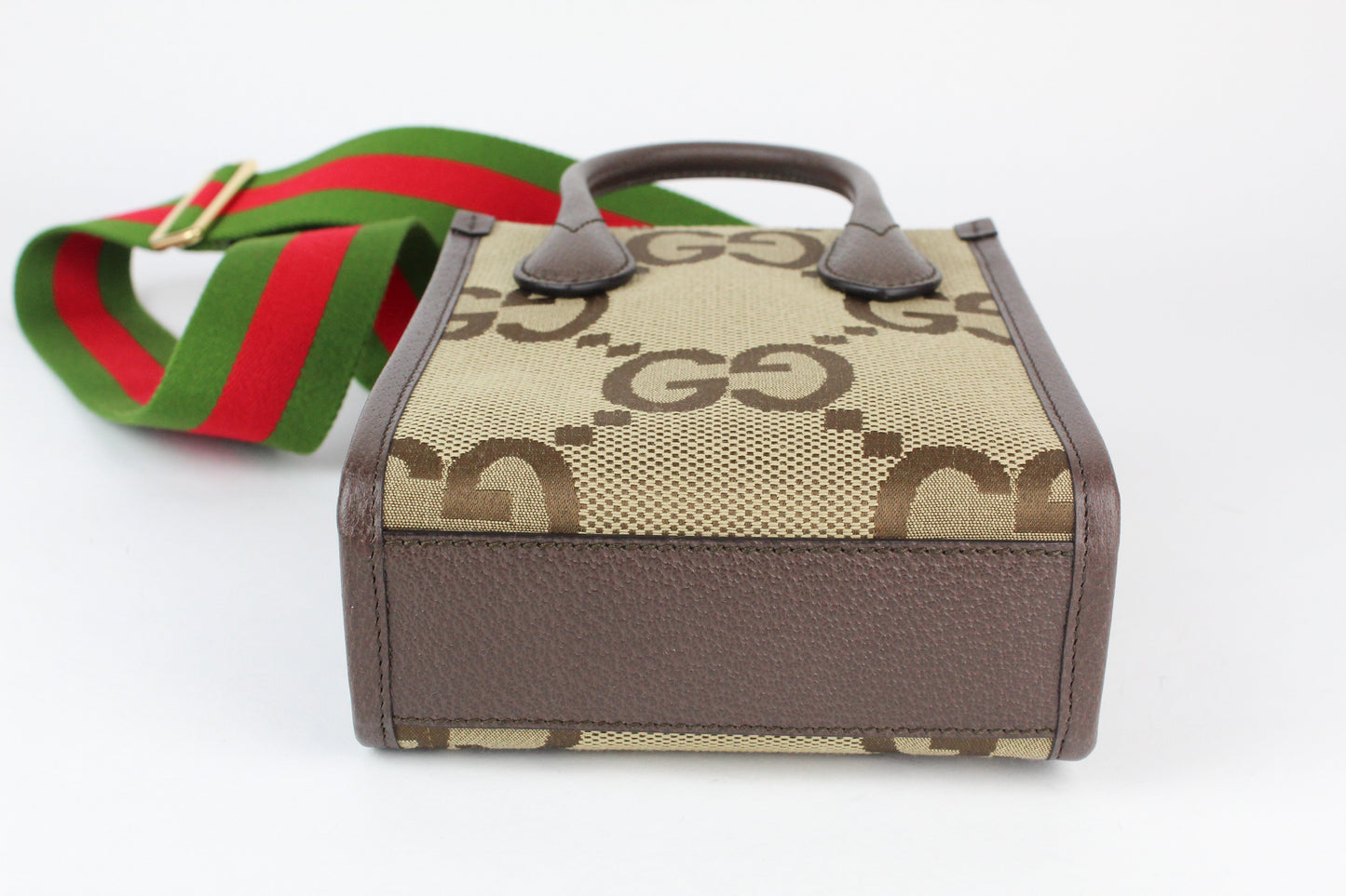 Gucci Jumbo GG Mini Tote Bag in Camel and Ebony Canvas
