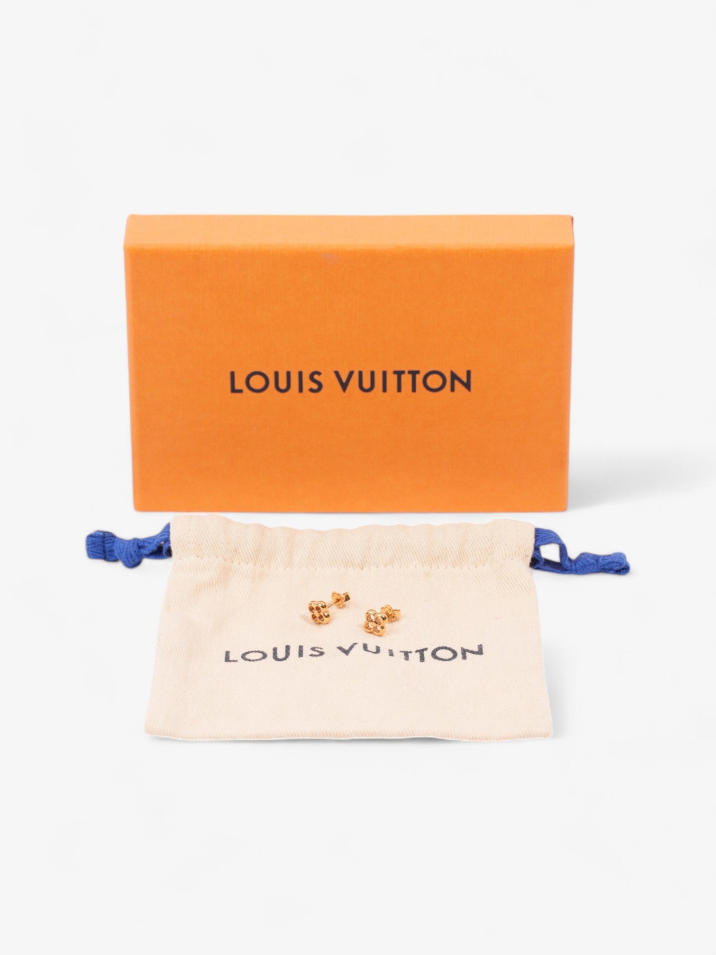 Louis Vuitton Gold Flower Logo Studs Gold Base Metal