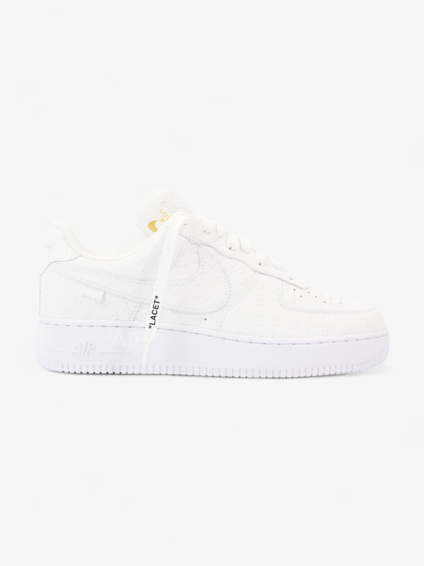 Louis Vuitton Air Force 1 Low By Virgil Abloh White Embossed Leather EU 43 UK 9