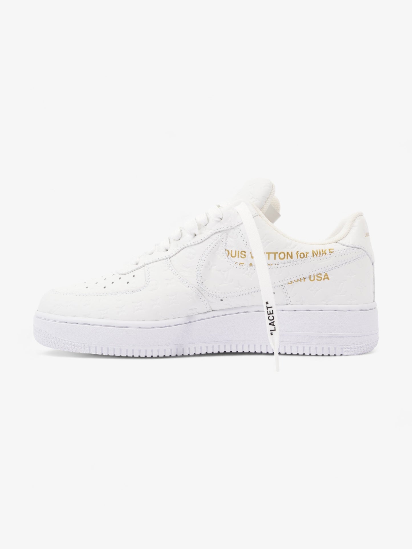 Louis Vuitton Air Force 1 Low By Virgil Abloh White Embossed Leather EU 43 UK 9