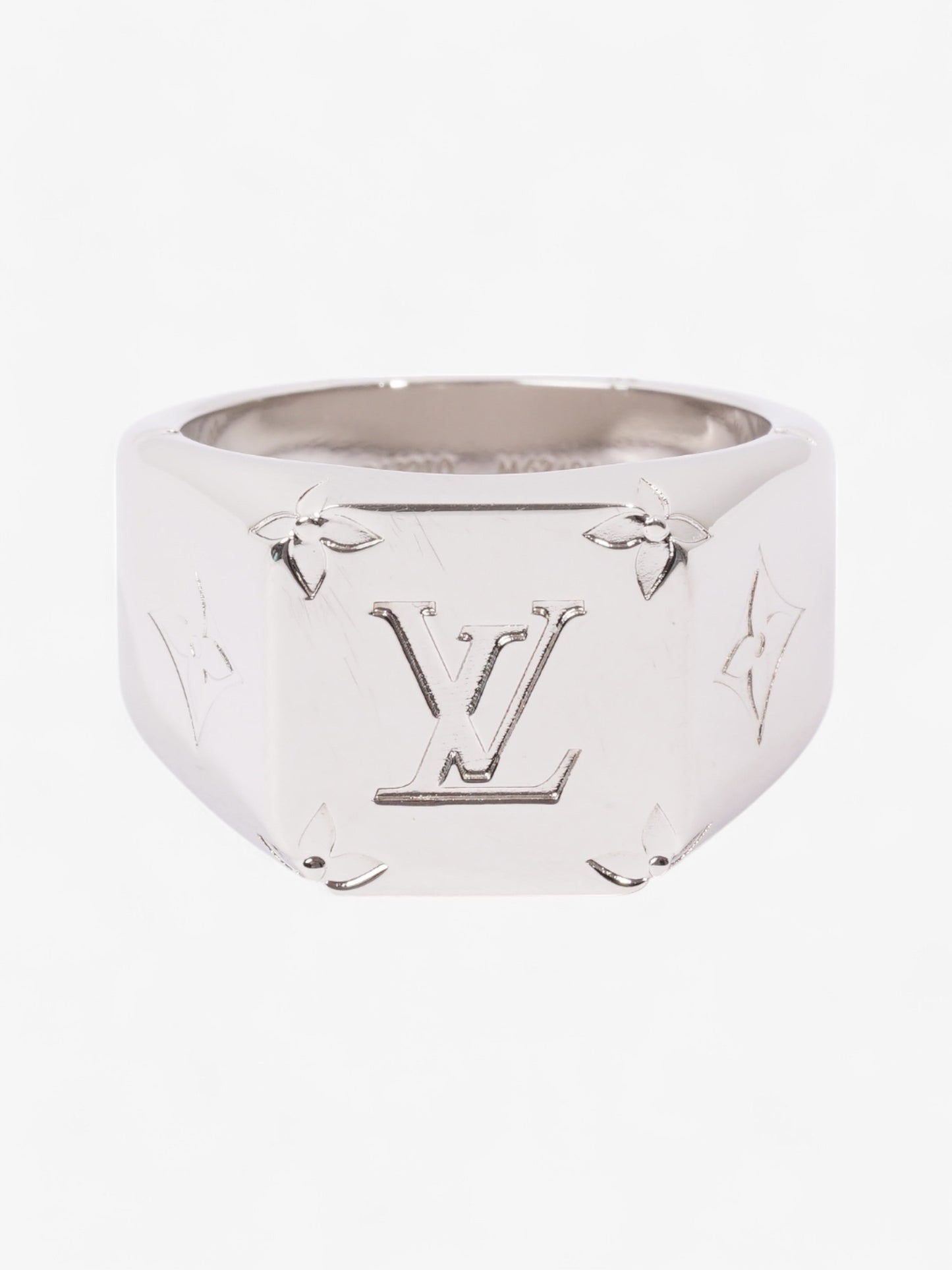 Louis Vuitton Monogram Signet Ring Silver Base Metal Large (Cirumference - 62mm)