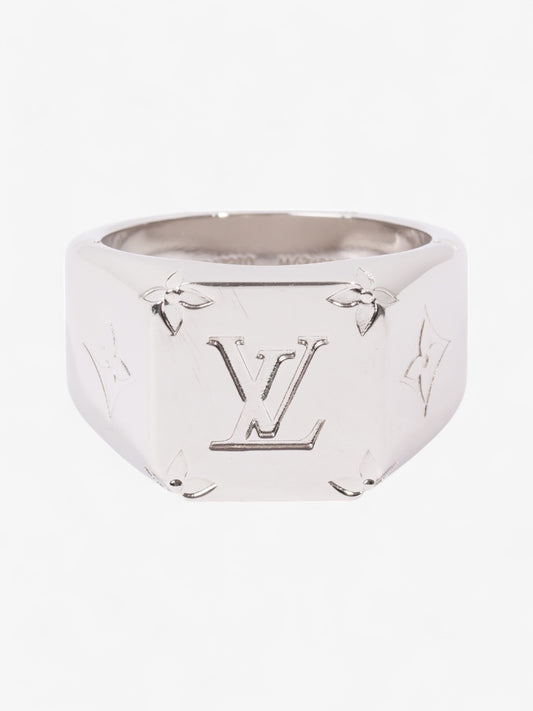 Louis Vuitton Monogram Signet Ring Silver Base Metal Large (Cirumference - 62mm)