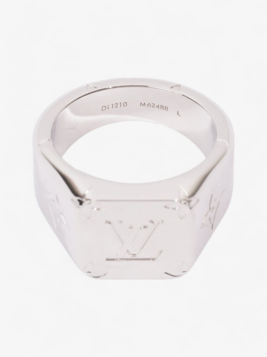 Louis Vuitton Monogram Signet Ring Silver Base Metal Large (Cirumference - 62mm)