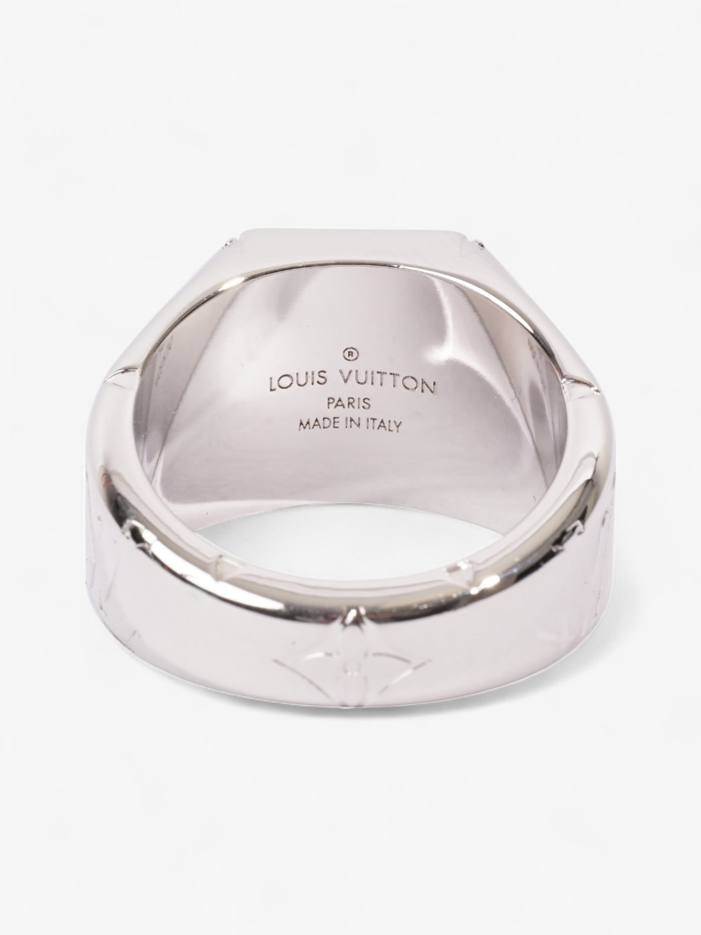 Louis Vuitton Monogram Signet Ring Silver Base Metal Large (Cirumference - 62mm)
