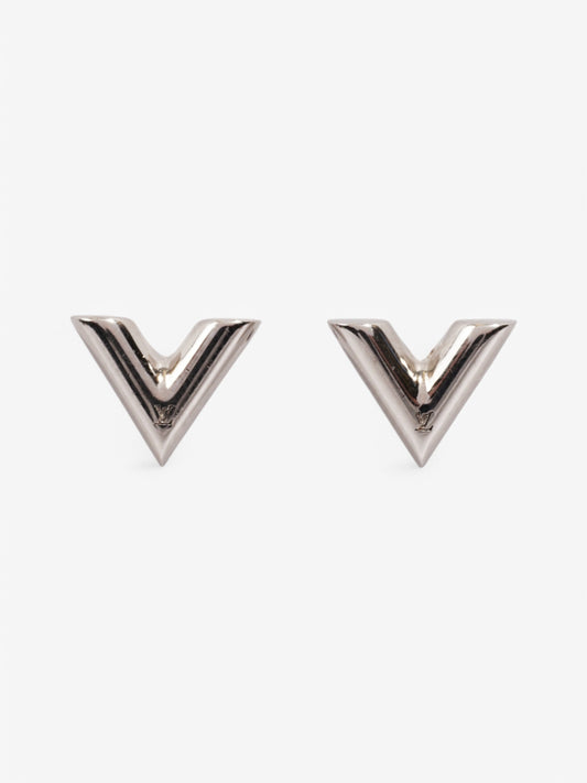 Louis Vuitton Essential V Stud Earrings Silver Base Metal