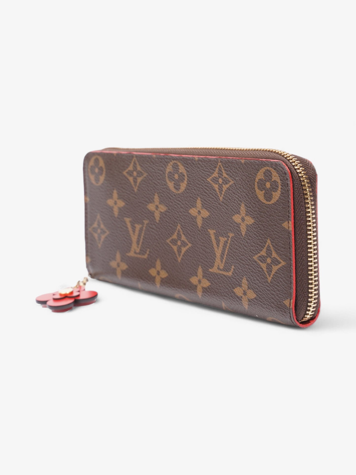 Louis Vuitton Clemence Flower Charm Wallet Monogram Coated Canvas
