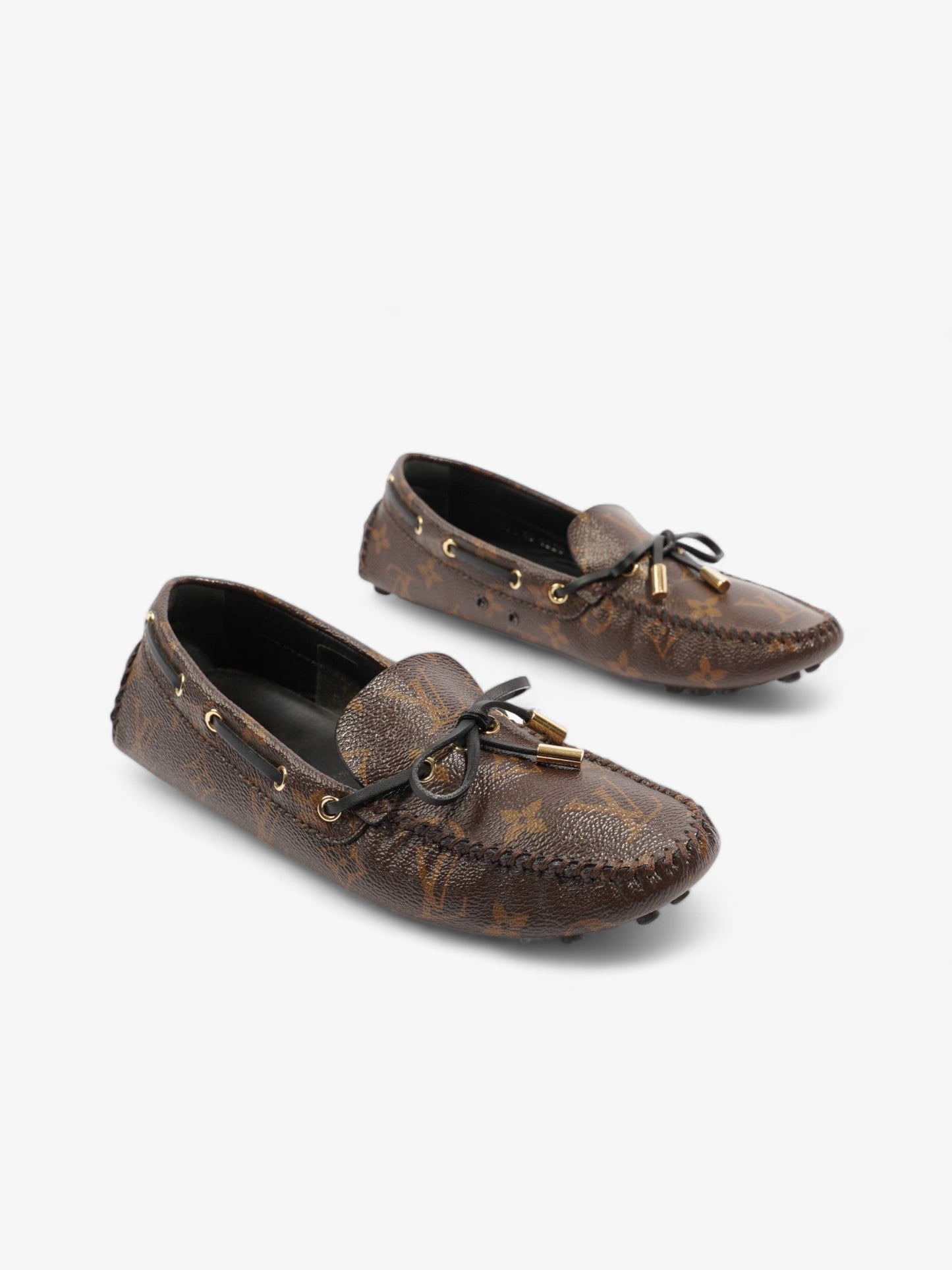 Louis Vuitton Gloria Flat Loafers Brown Monogram Leather EU 37.5 UK 4.5