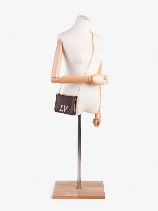 Louis Vuitton Double Zip Pochette Monogram / Pink Coated Canvas
