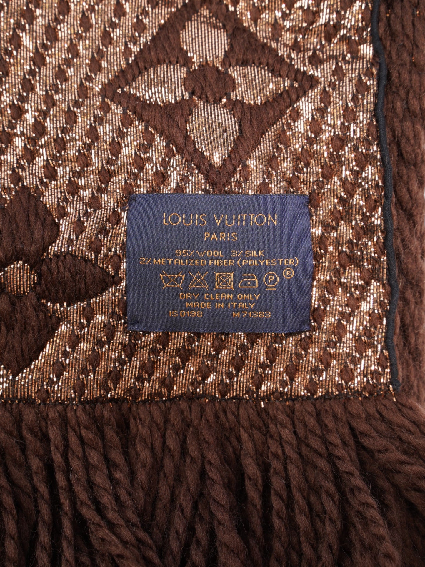 Louis Vuitton LogoMania Scarf Brown / Gold Wool