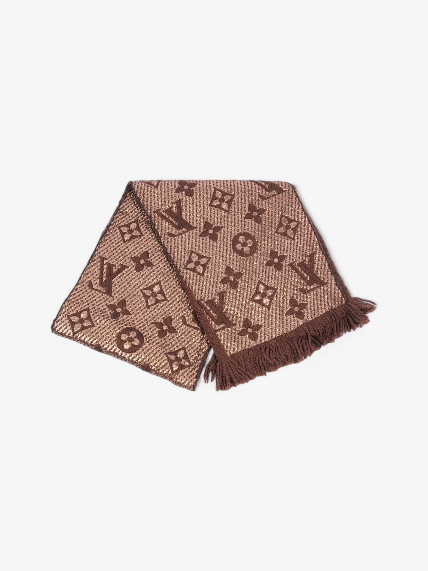 Louis Vuitton LogoMania Scarf Brown / Gold Wool